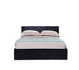 Small Double Ottoman Bed Black Crushed Velvet