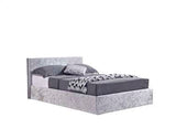 Small Double Ottoman Bed Steel Crushed Velvet
