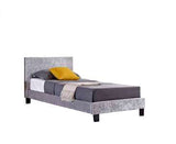 BERB3STEV3 Single Bed Steel Crushed Velvet