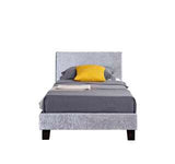 Single Bed Steel Crushed Velvet
