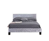 Small Double Bed Steel Crushed Velvet