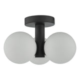 Bathroom 3 Light Semi Flush Matt Black Opal Glass