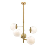 BOM0535 5 Light Pendant Natural Brass & Opal Glass