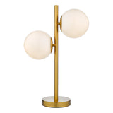 BOM4235 2 Light Table Lamp Natural Brass Opal Glass
