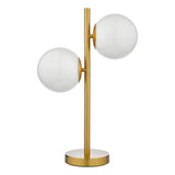 2 Light Table Lamp Natural Brass Opal Glass