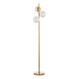 3 Light Floor Lamp Natural Brass Opal Glass