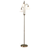 BOS49 3 Light Floor Lamp Antique Brass Opaque Glass