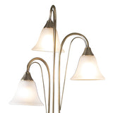 3 Light Floor Lamp Antique Brass Opaque Glass