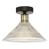 BOY0175 1 Light Flush Antique Brass With Glass Shade