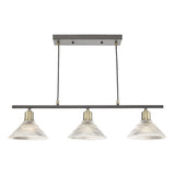 BOY0375 3 Light Bar Antique Brass With Glass Shade