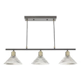 3 Light Bar Antique Brass With Glass Shade