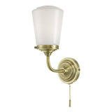 Bathroom Wall Light Antique Brass Opal Glass Ip44