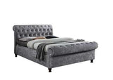 CASSO46STE Double Side Ottoman Bed Steel Crushed Velvet
