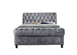 Double Side Ottoman Bed Steel Crushed Velvet
