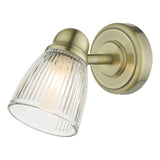 Bathroom Single Wall Spotlight Antique Brass Glass Ip44