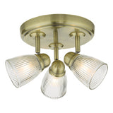 Bathroom 3 Light Spotlight Antique Brass Glass Ip44