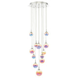 CES1250 12 Light Cluster Pendant Polished Chrome Iridised Glass Led