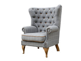 Wrap Around Wing Chair in Leather & Wool - Combi 1