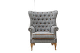 Wrap Around Wing Chair in Leather & Wool - Combi 1