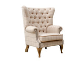 Wrap Around Wing Chair in Leather & Wool - Combi 3