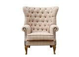 Wrap Around Wing Chair in Leather & Wool - Combi 3