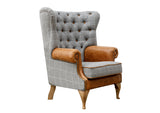 Wrap Around Wing Chair in Leather & Wool - Combi 2