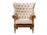 Wrap Around Wing Chair in Leather & Wool - Combi 4