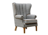 Fluted Wing Chair in Leather & Wool - Combi 1