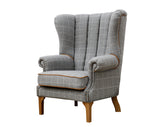 Fluted Wing Chair in Leather & Wool - Combi 1