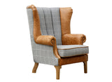 Fluted Wing Chair in Leather & Wool - Combi 2