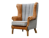 Fluted Wing Chair in Leather & Wool - Combi 2