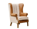 Fluted Wing Chair in Leather & Wool - Combi 4