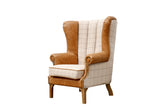 Fluted Wing Chair in Leather & Wool - Combi 4