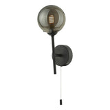 1 Light Wall Light Matt Black With Smoked Glass