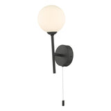 1 Light Wall Light Matt Black With Opal Glass