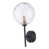 Wall Light Matt Black Clear Dimpled 150Mm Glass