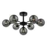 COH3422-01 7 Light Semi Flush Matt Black Smoked Glass