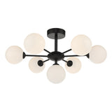 COH3422-02 7 Light Semi Flush Matt Black Opal Glass