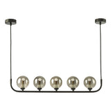 5 Light Bar Pendant Matt Black With Smoked Glass