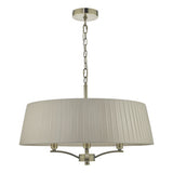 4 Light Pendant Antique Brass With Taupe Shade