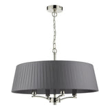 4 Light Pendant Polished Nickel With Grey Shade