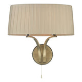 CRI0929 2 Light Wall Light Antique Brass With Taupe Shade