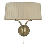 2 Light Wall Light Antique Brass With Taupe Shade