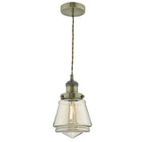 CUR0175 Pendant Antique Brass & Champagne Glass