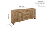 CMPSBOAK 3 Drawer 2 Door Sideboard Oak