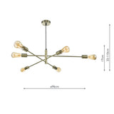 6 Light Pendant Antique Brass