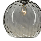 1 Light Pendant Silver Smoked Glass With Dimple Effect