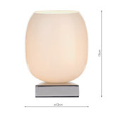 Touch Table Lamp Polished Chrome White Glass