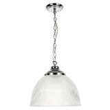 EDN0108 Pendant Ribbed Glass Polished Chrome