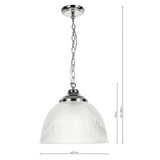 Pendant Ribbed Glass Polished Chrome